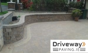 Driveway paving with connemara wall